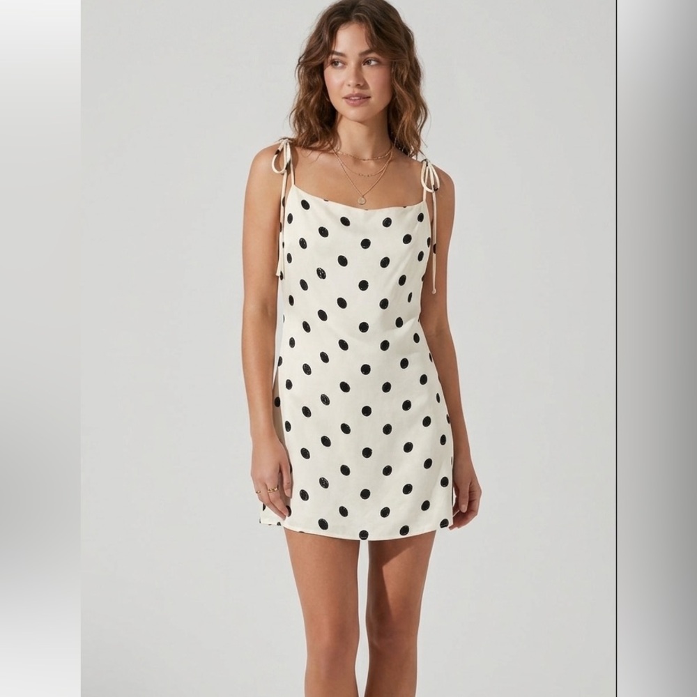 Reformation Off White Black Polka Dot Mini Shift Dress